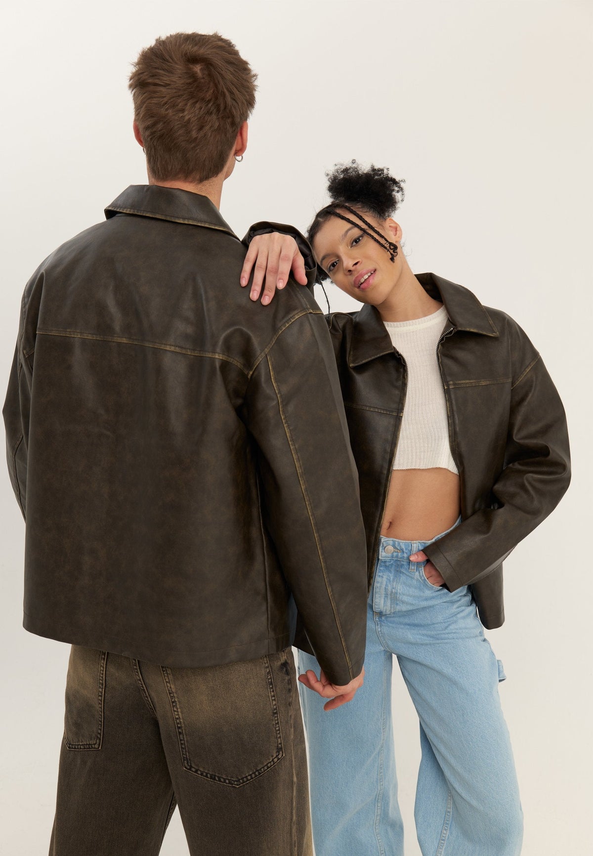 YOURTURN UNISEX - Faux Leather Jacket - Dark Brown