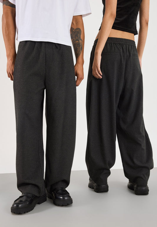 YOURTURN BARREL TROUSER UNISEX - Trousers - Dark Grey Melange
