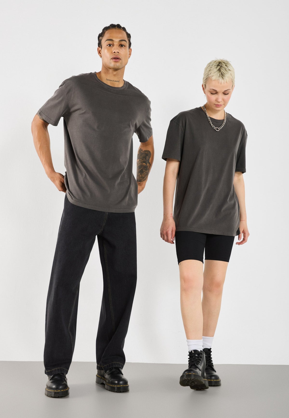YOURTURN UNISEX BASIC GARMENT WASHED - Basic T-shirt - Asphalt