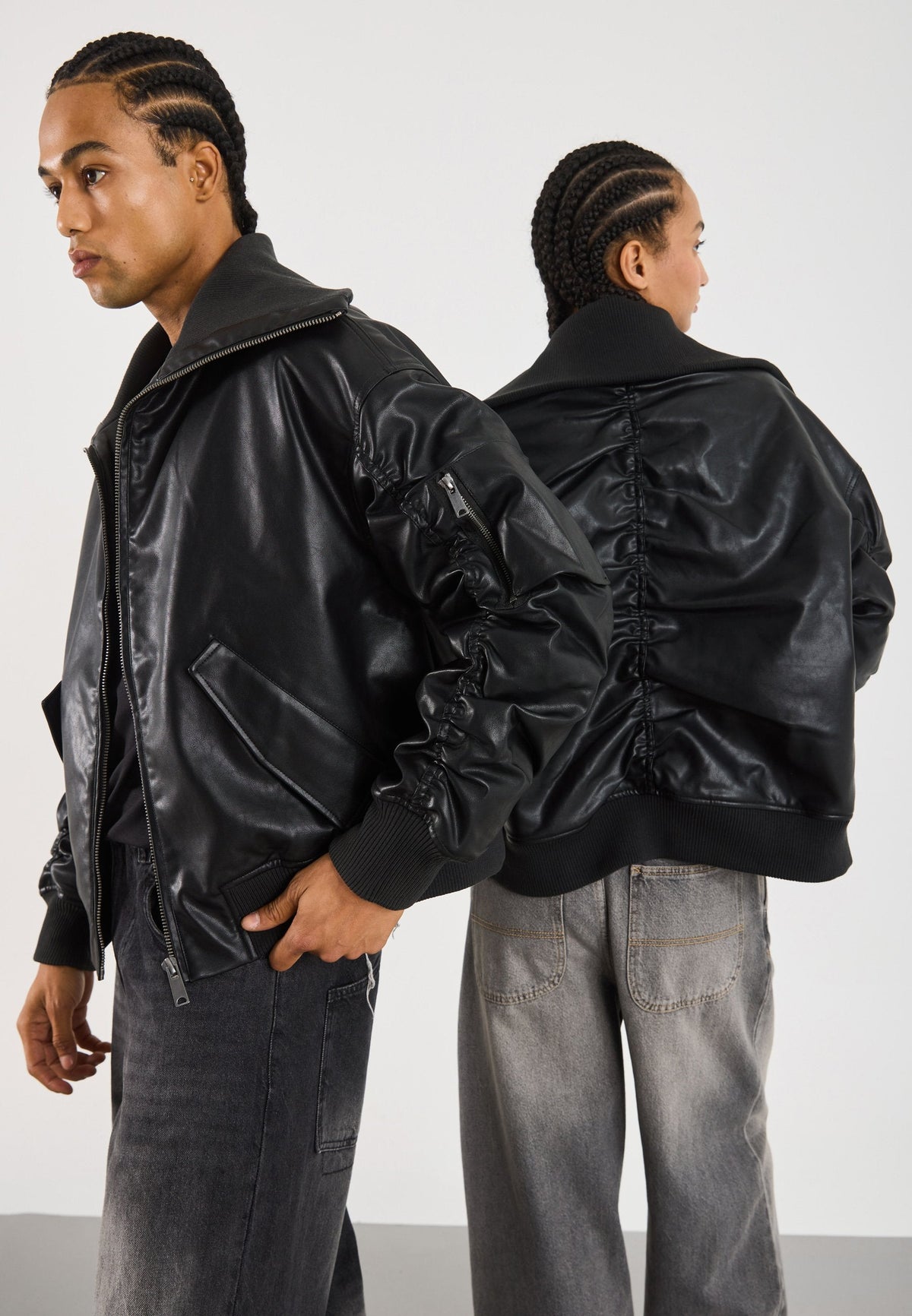YOURTURN UNISEX - Faux Leather Jacket - Black