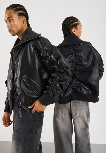 YOURTURN UNISEX - Faux Leather Jacket - Black