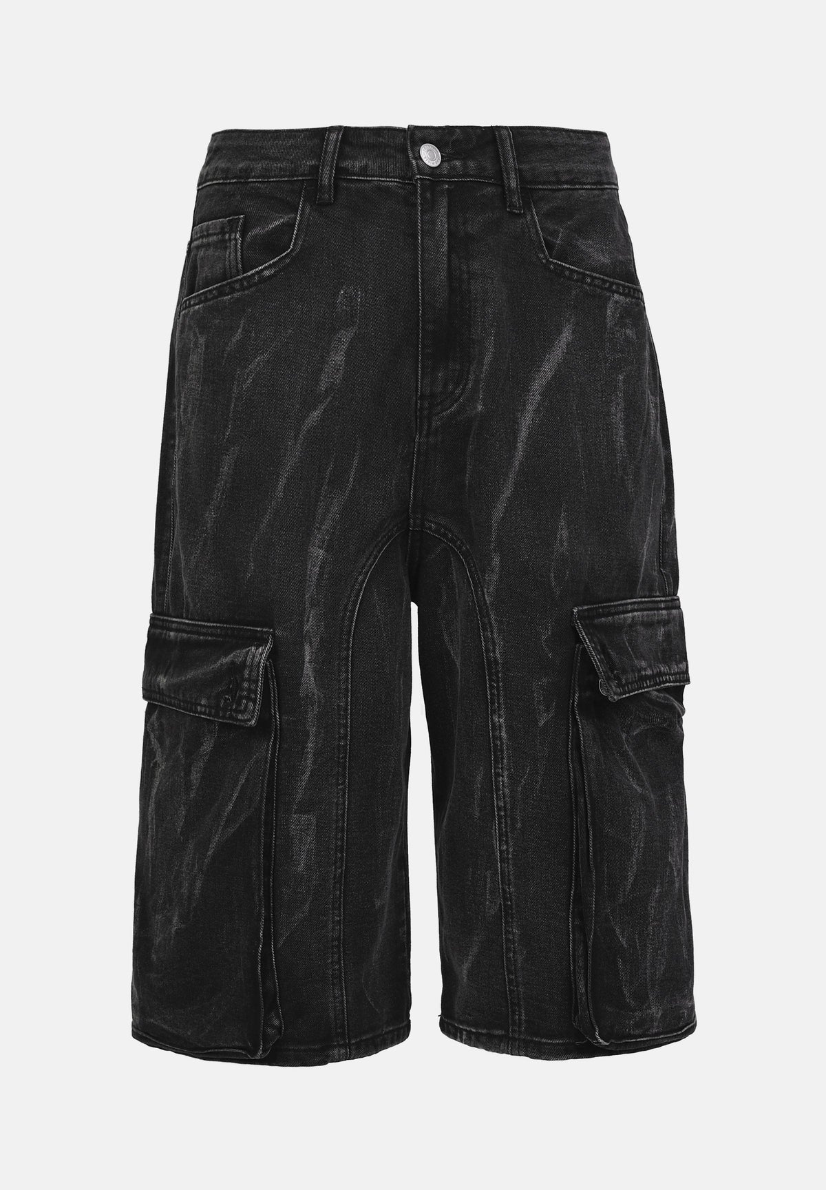 YOURTURN UNISEX - Denim Shorts - Black