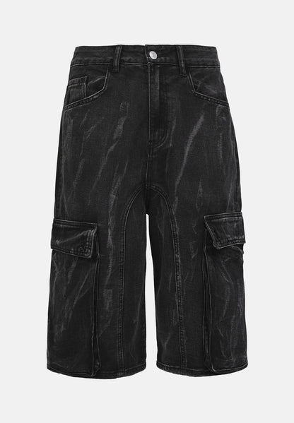 YOURTURN UNISEX - Denim Shorts - Black