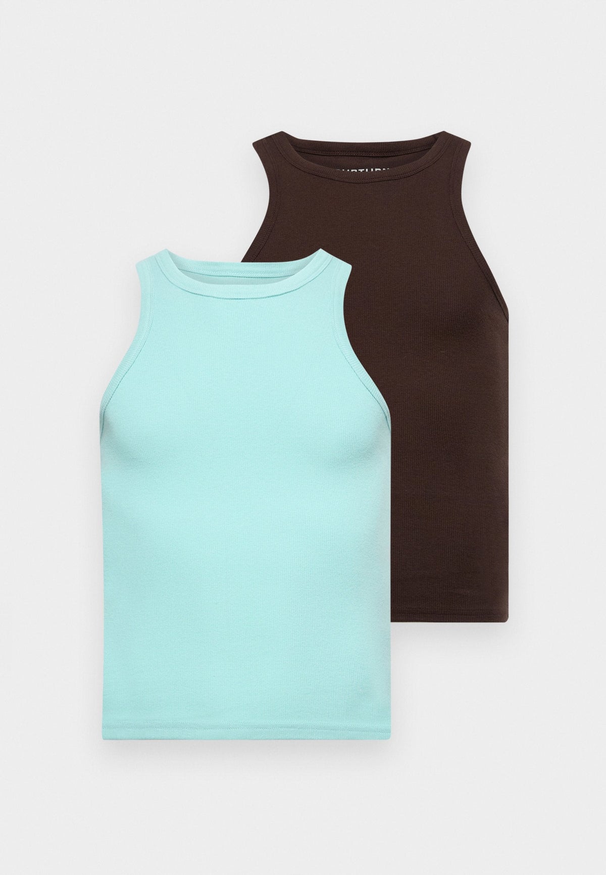 YOURTURN BASIC RIB MUSCLE RACER TANKS UNISEX 2 PACK - Top - White/black