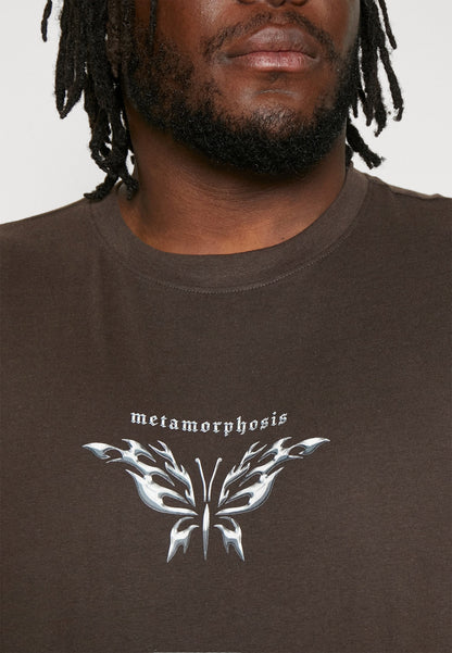 YOURTURN Print T-Shirt - Brown