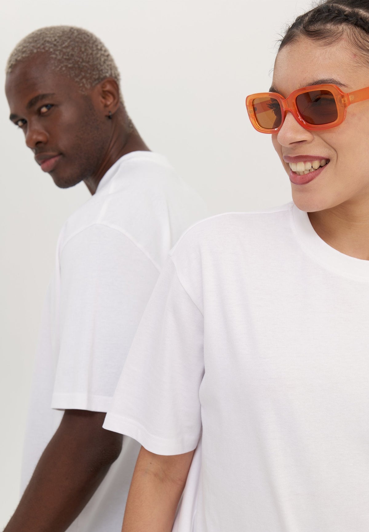 YOURTURN 2 PACK UNISEX BASIC OVERSIZED T-SHIRT - Basic T-shirt - White