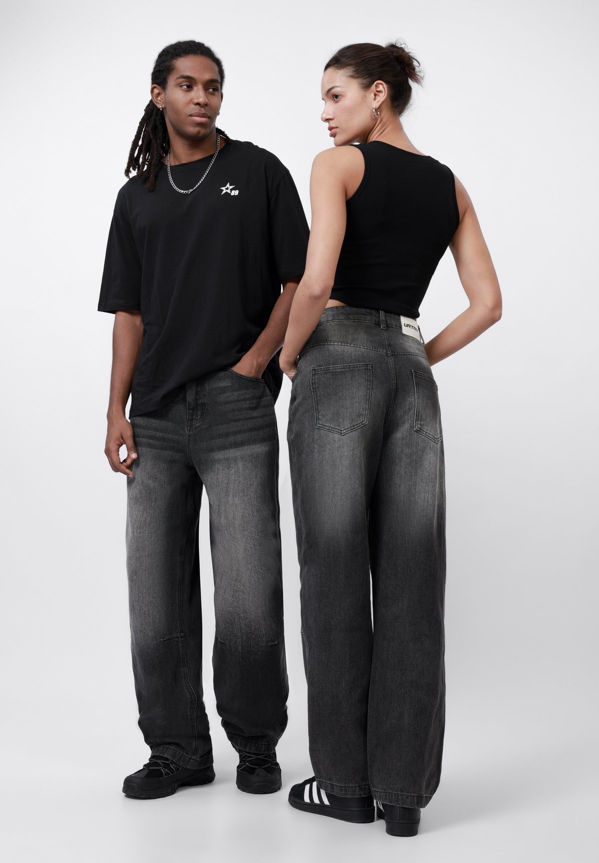 YOURTURN UNISEX - Baggy Jeans - 955 - Black Denim