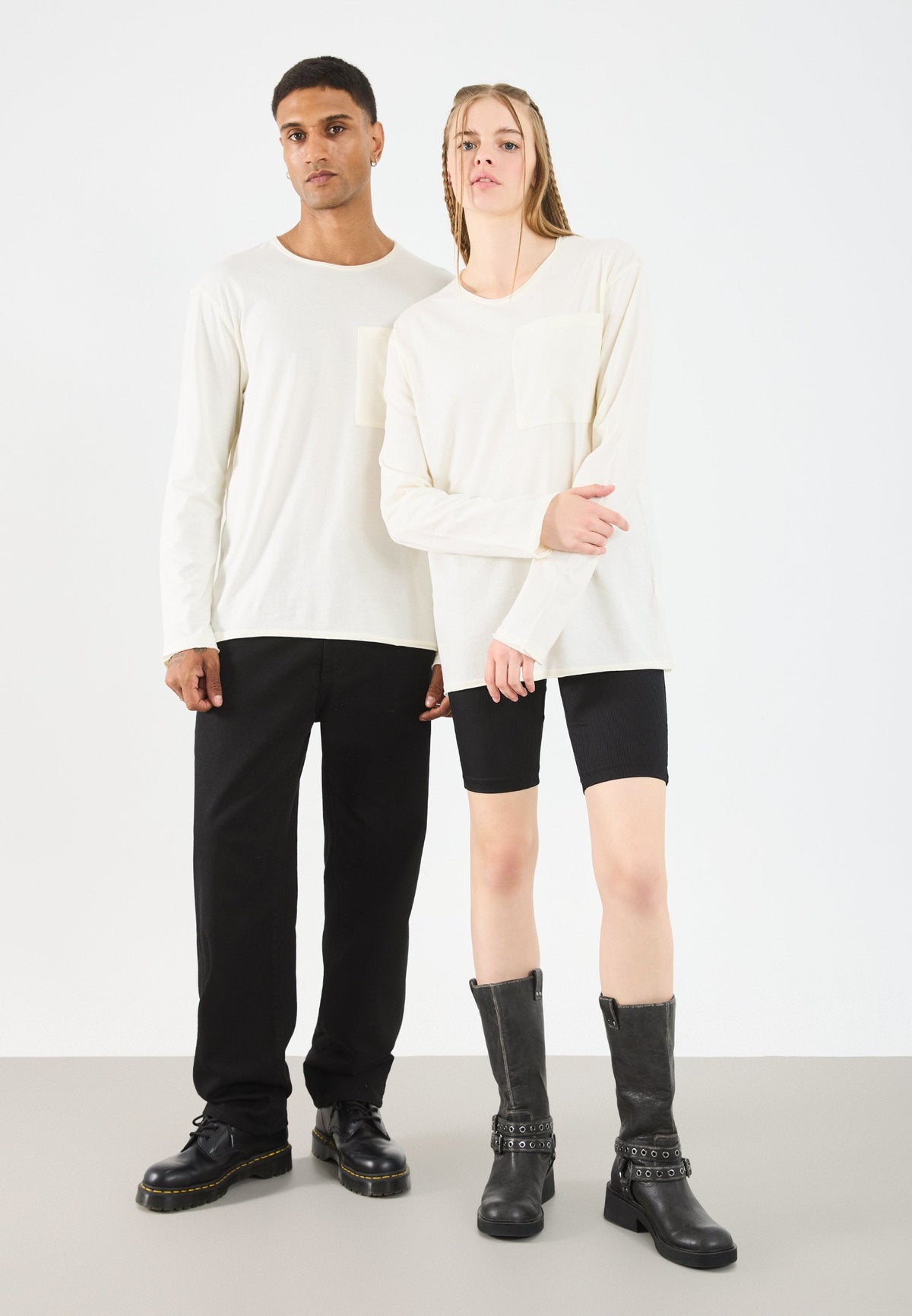 YOURTURN SLOUCHY LONG SLEEVED TOP WITH POCKET UNISEX - Long Sleeved Top - Marshmallow 11-4300 Tcx