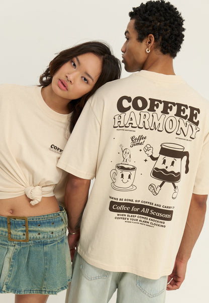 YOURTURN UNISEX - Print T-shirt - Beige