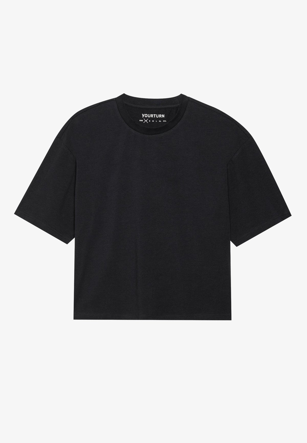 YOURTURN 2 PACK UNISEX BASIC BOXY CROPPED T-SHIRT - Basic T-shirt - True Black