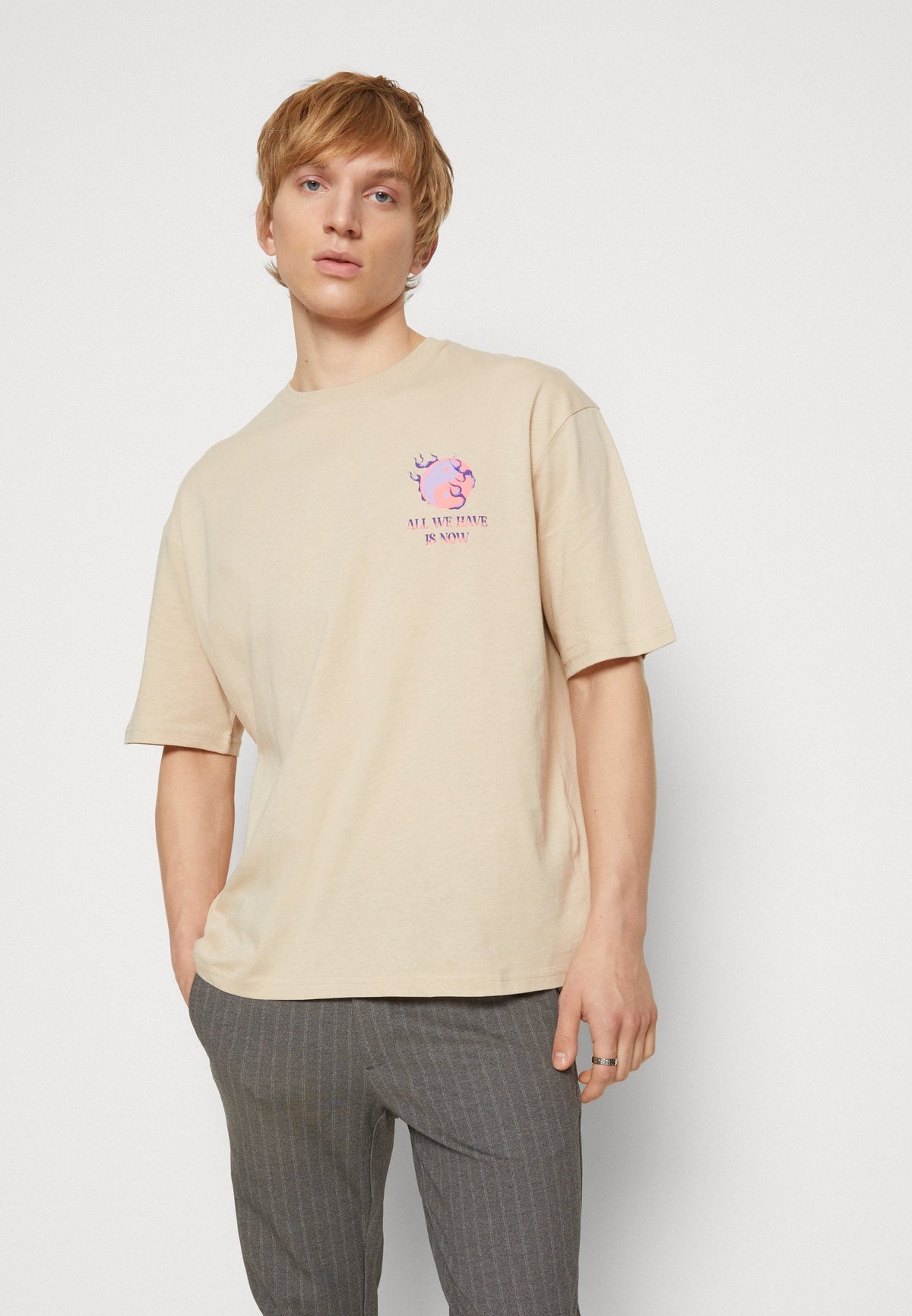 YOURTURN Graphic Tee Unisex - Print T-Shirt - Beige