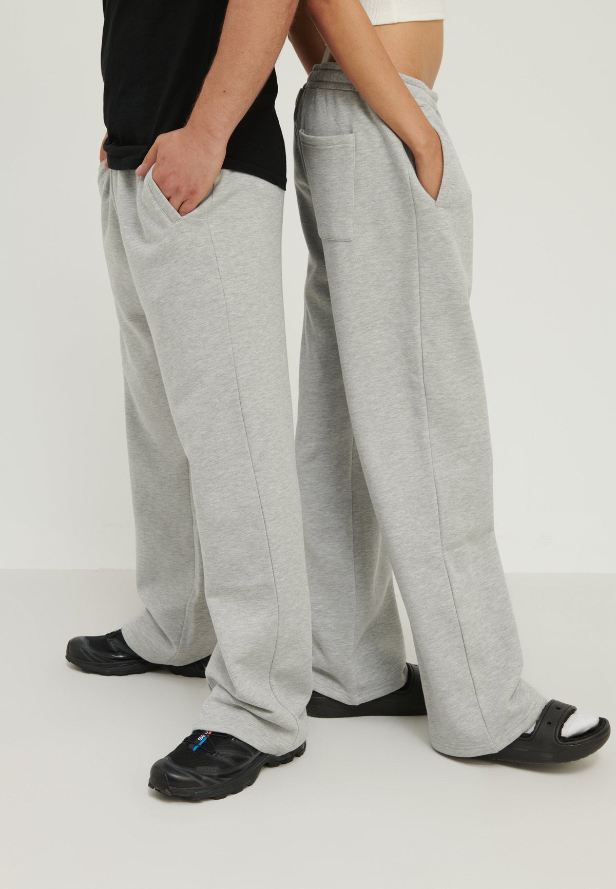 YOURTURN UNISEX - Tracksuit Bottoms - Mottled Light Grey