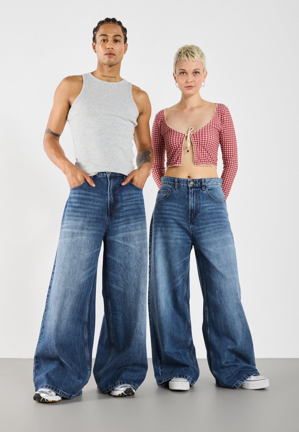 YOURTURN UNISEX - Baggy Jeans - Blue Denim