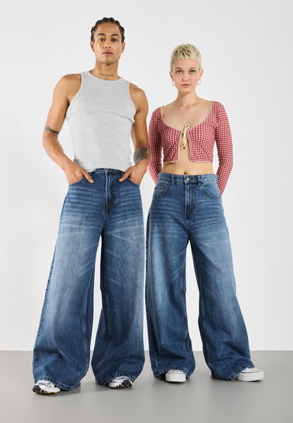 YOURTURN UNISEX - Baggy Jeans - Blue Denim