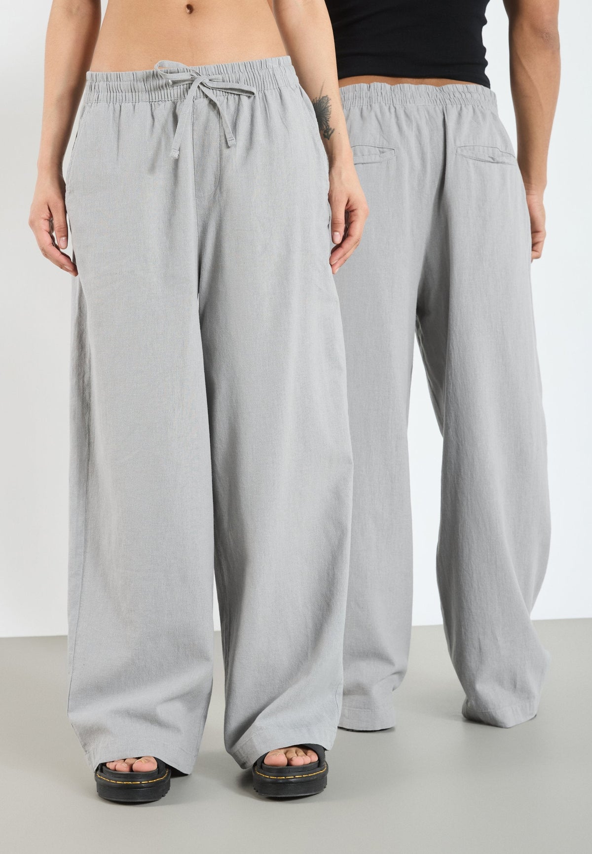 YOURTURN LINEN MIX BLEND UNISEX - Trousers - Ultimate Grey