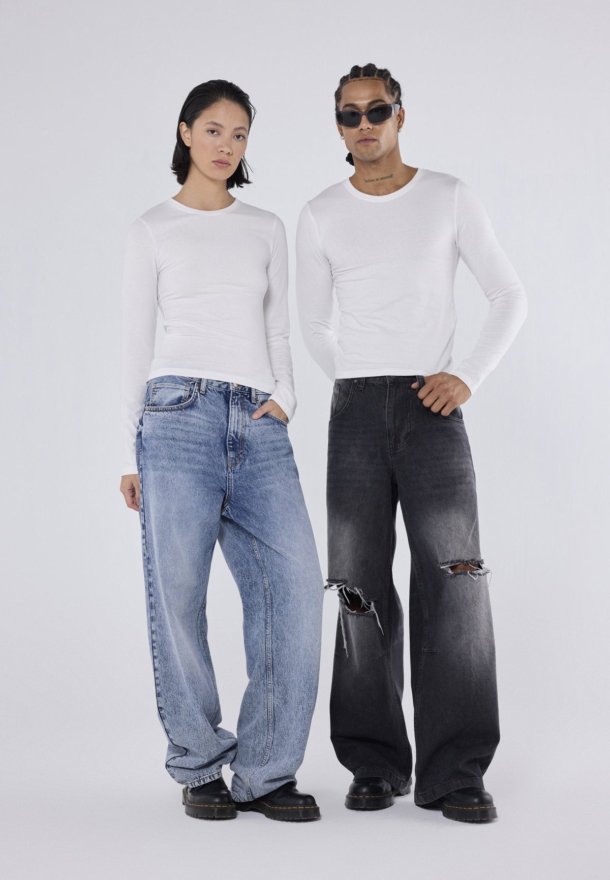 YOURTURN 2 PACK UNISEX - Long Sleeved Top - White/dark Brown