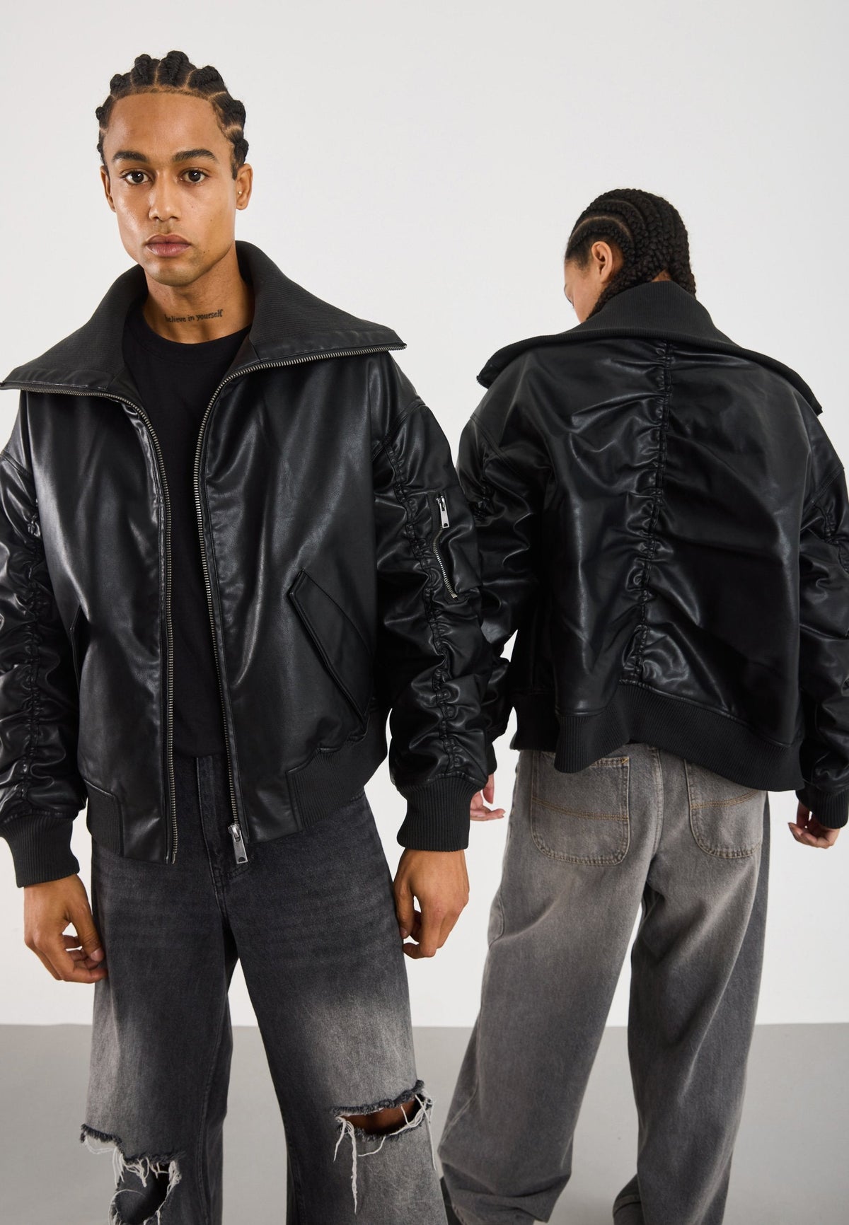YOURTURN UNISEX - Faux Leather Jacket - Black