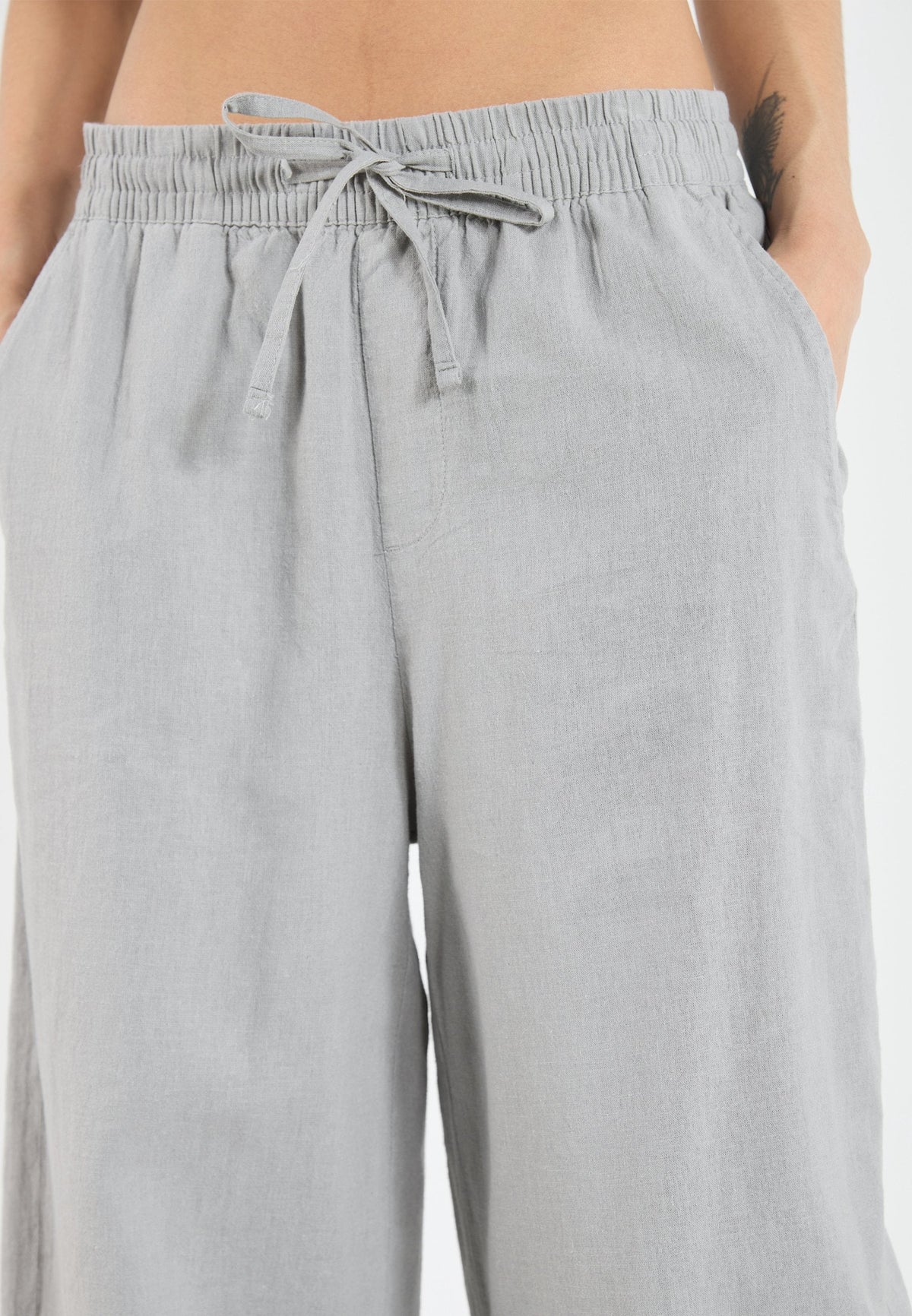 YOURTURN LINEN MIX BLEND UNISEX - Trousers - Ultimate Grey