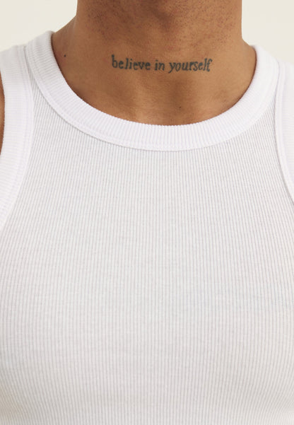 YOURTURN BASIC RIB MUSCLE RACER TANKS UNISEX 2 PACK - Top - White/black