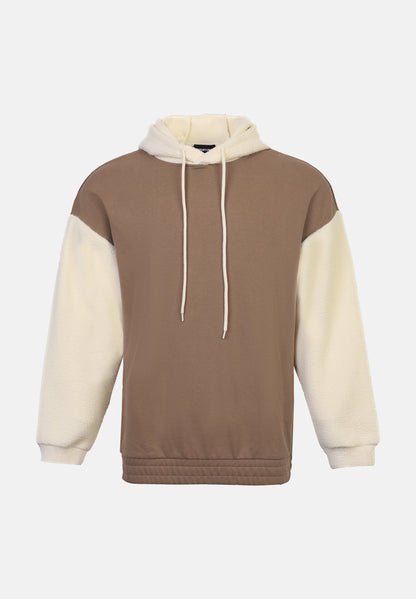 YOURTURN BORG HOOD AND SLEEVES UNISEX - Sweatshirt - Brown/beige