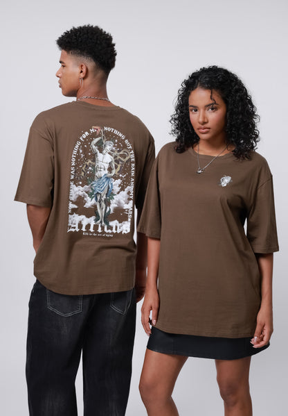 YOURTURN UNISEX - Print T-shirt - Mid Brown