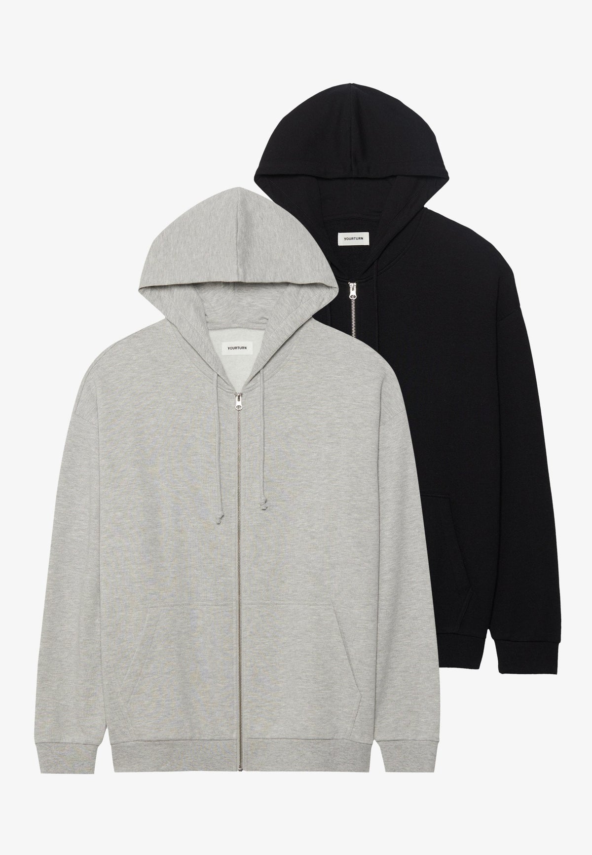 YOURTURN UNISEX 2 PACK - Zip-up Sweatshirt - Mottled Light Grey/black