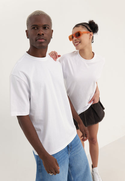 YOURTURN 2 PACK UNISEX BASIC OVERSIZED T-SHIRT - Basic T-shirt - White