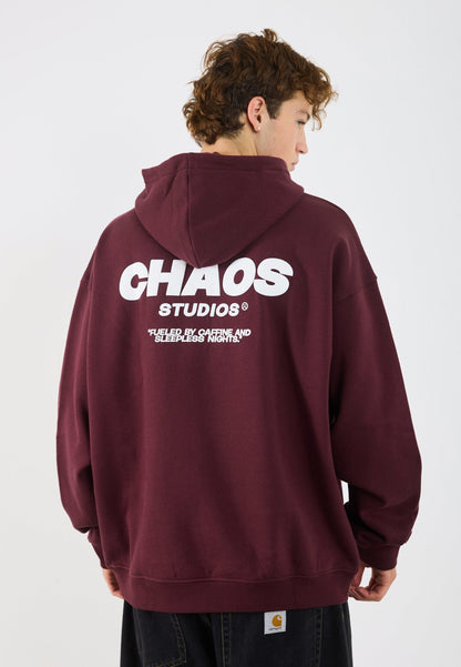 YOURTURN CHAOS OVERSIZE HEAVY HOODIE UNISEX - Sweatshirt - Vineyard Wine