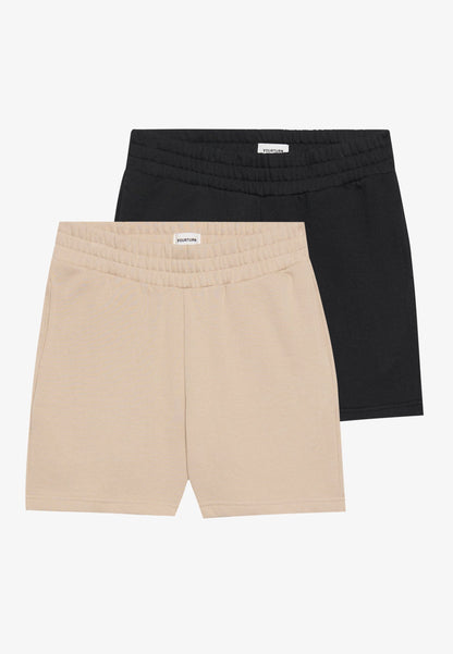 YOURTURN 2 PACK UNISEX - Sports Shorts - Black/tan
