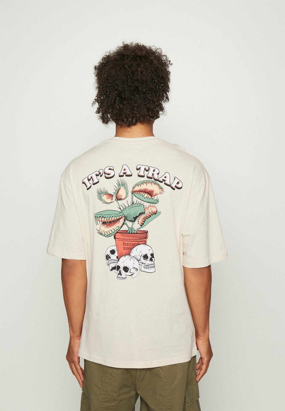 YOURTURN SkullGraphic- Print T-Shirt - Beige