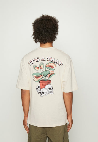YOURTURN SkullGraphic- Print T-Shirt - Beige