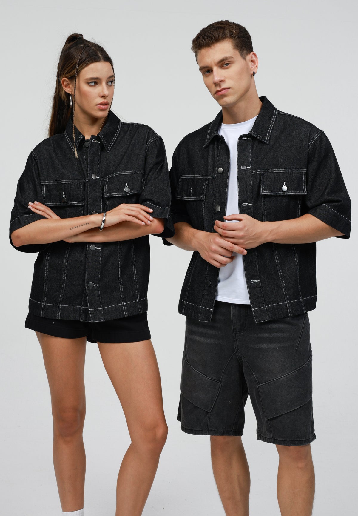 YOURTURN UNISEX DENIM - Shirt - Washed Black