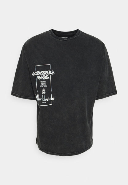 YOURTURN Print Wash Unisex - Print T-Shirt - Black