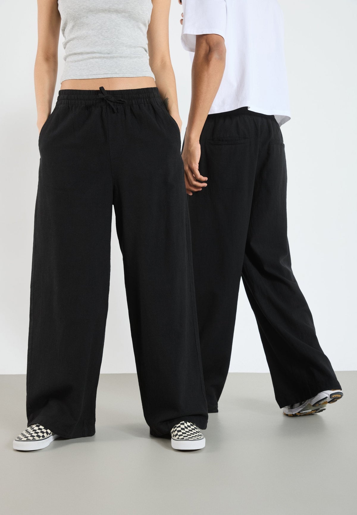 YOURTURN LINEN MIX BLEND UNISEX - Trousers - Black