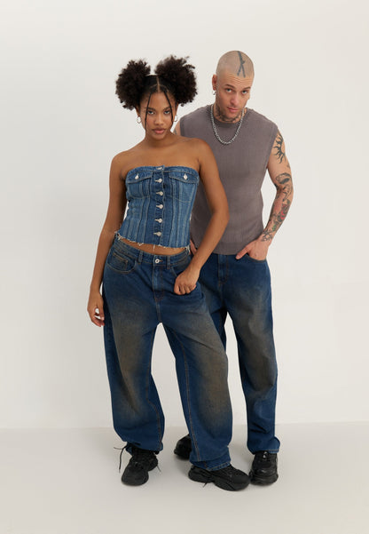 YOURTURN UNISEX - Baggy Jeans - Dirty Denim