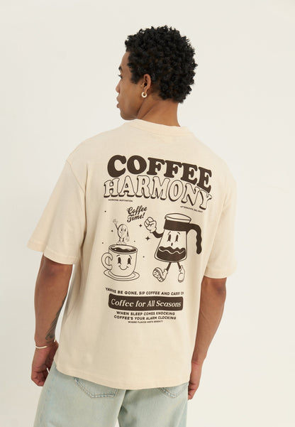 YOURTURN UNISEX - Print T-shirt - Beige