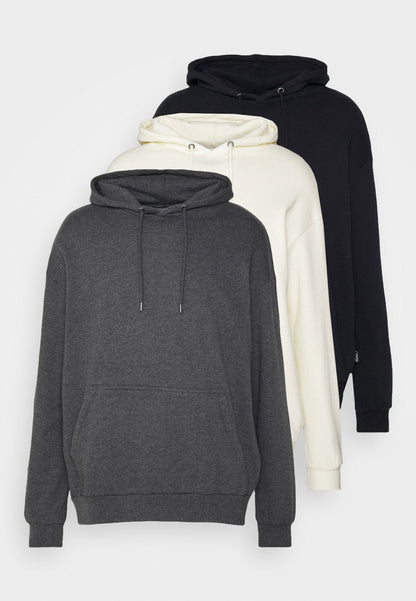 YOURTURN Unisex 3 Pack - Hoodie - Black/Mottled Dark Grey/Off White