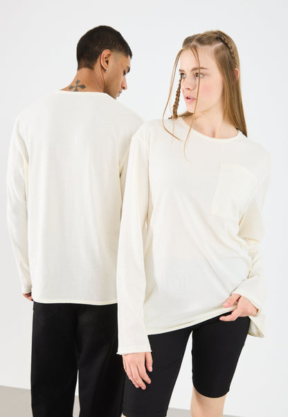 YOURTURN SLOUCHY LONG SLEEVED TOP WITH POCKET UNISEX - Long Sleeved Top - Marshmallow 11-4300 Tcx
