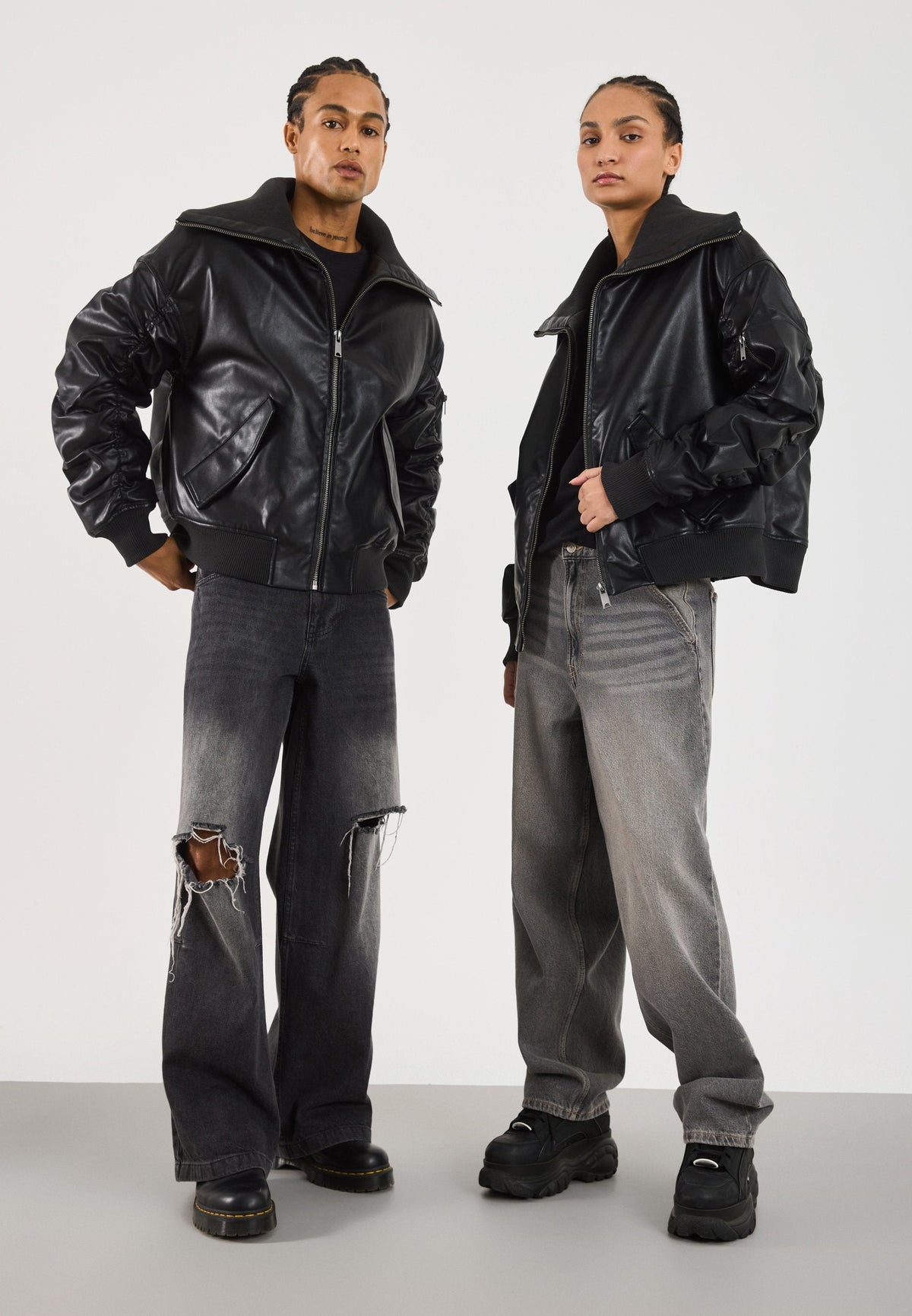 YOURTURN UNISEX - Faux Leather Jacket - Black