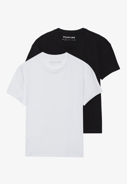 YOURTURN BASIC BABY T-SHIRT UNISEX 2 PACK - Basic T-shirt - Black/white