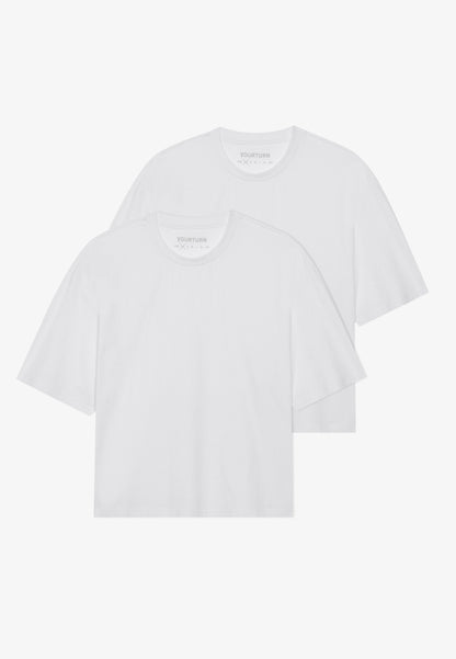 YOURTURN 2 PACK UNISEX BASIC BOXY CROPPED T-SHIRT - Basic T-shirt - True Black