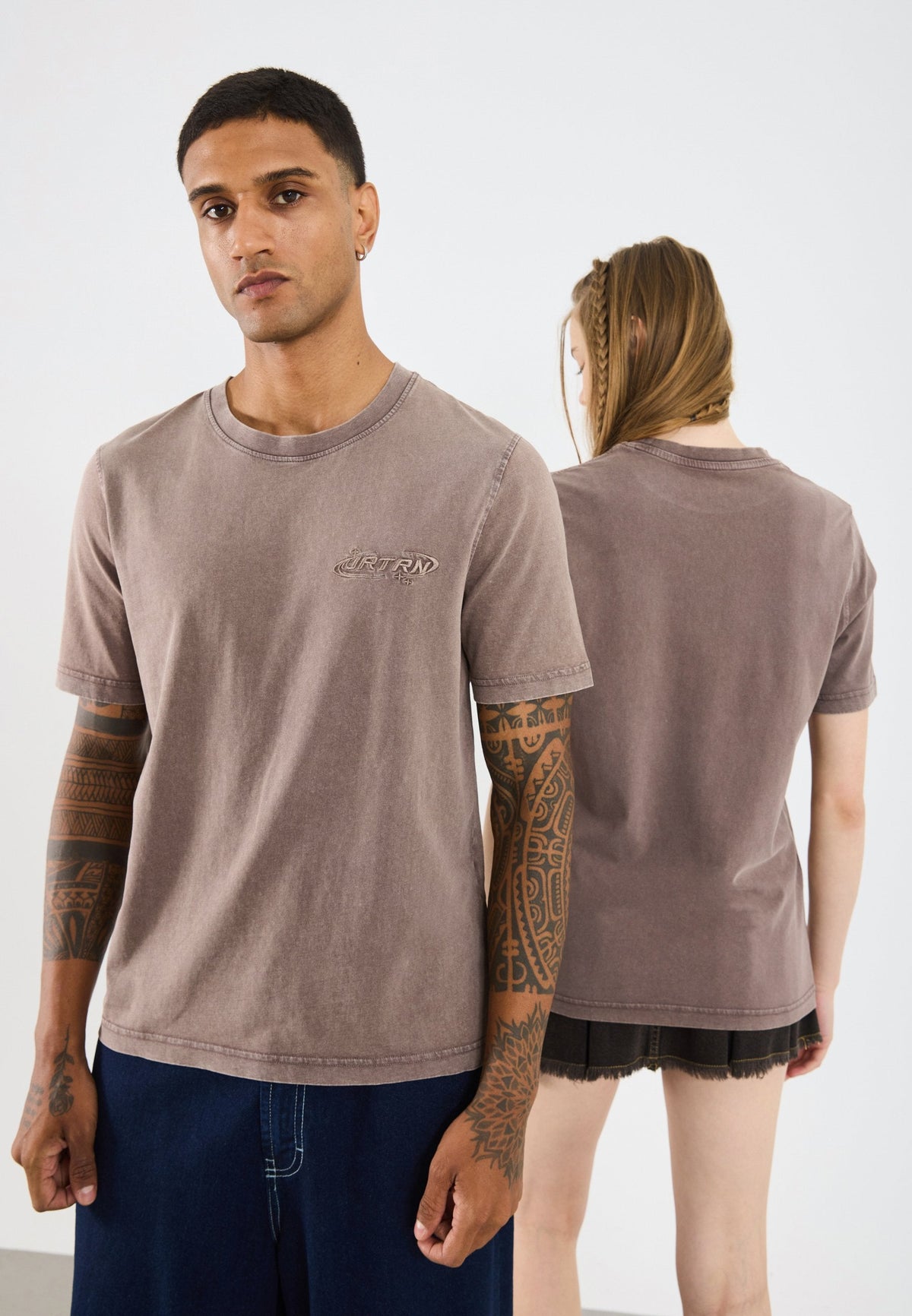 YOURTURN UNISEX - Print T-shirt - Washed Brown
