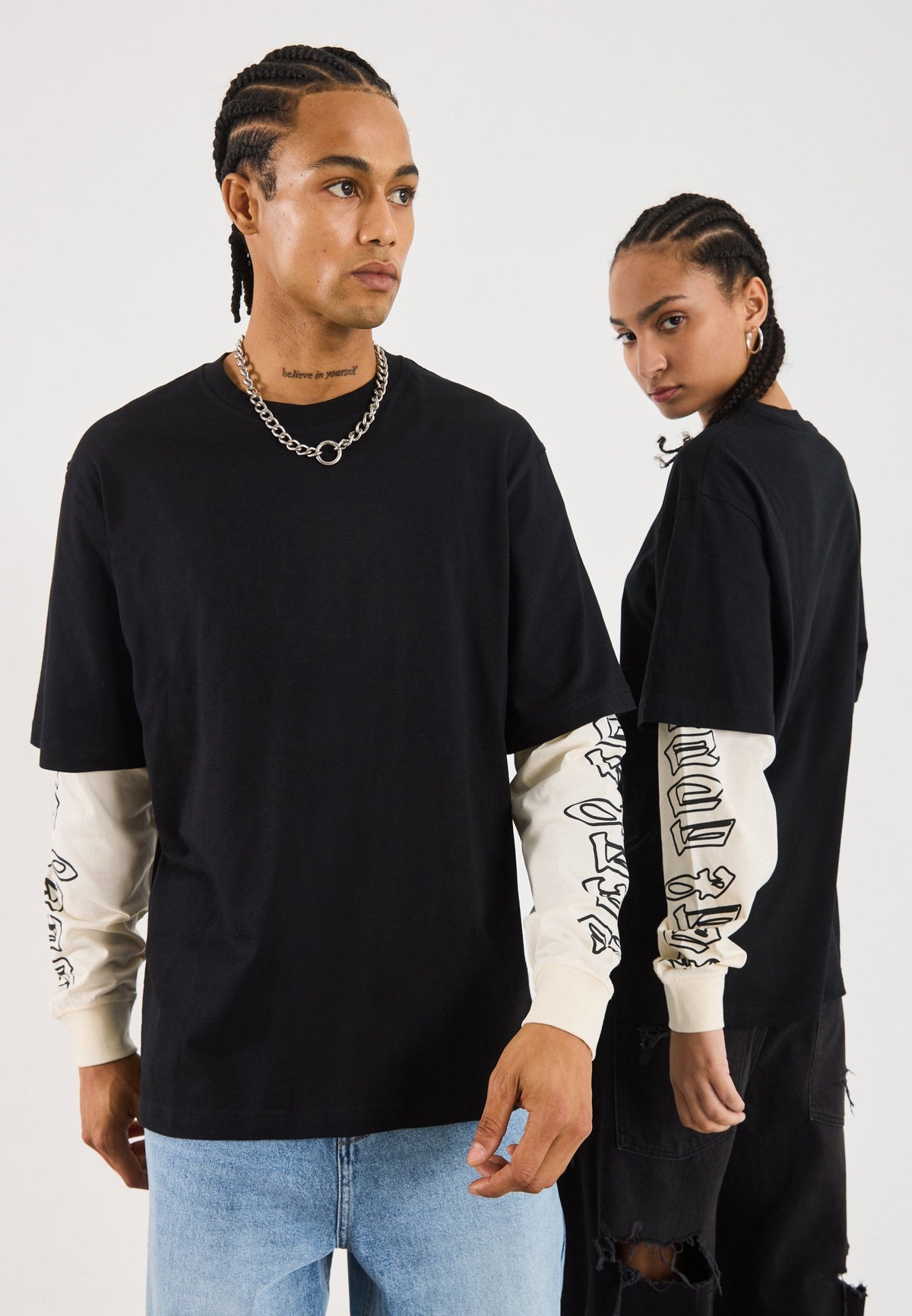 YOURTURN UNISEX - Long Sleeved Top - Black/white