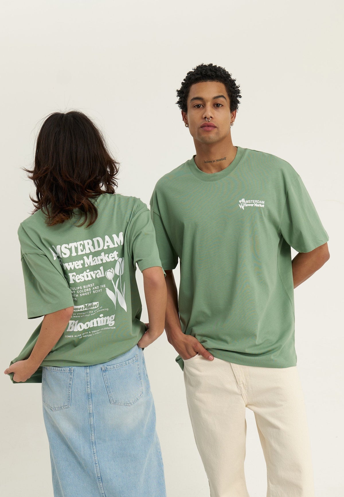 YOURTURN UNISEX - Print T-shirt - Green