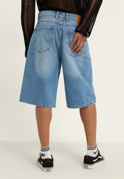 YOURTURN UNISEX - Denim Shorts - Light Blue Denim