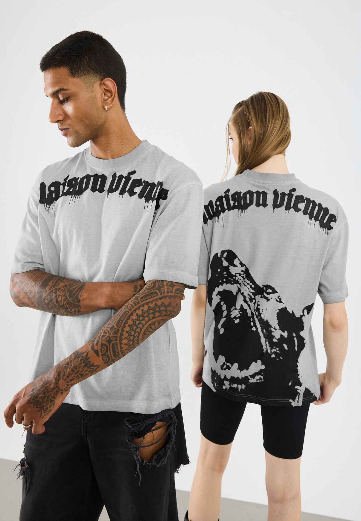 YOURTURN UNISEX - Print T-shirt - Grey Wash