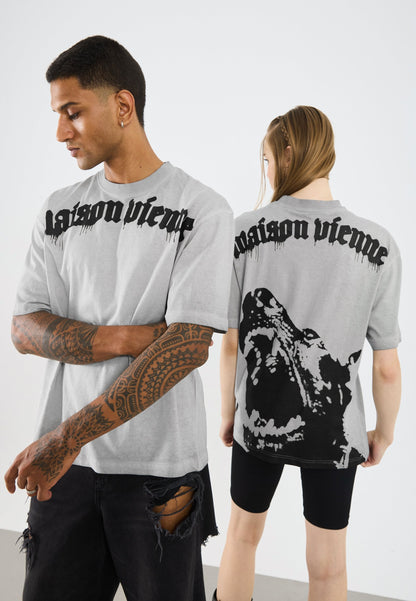 YOURTURN UNISEX - Print T-shirt - Grey Wash