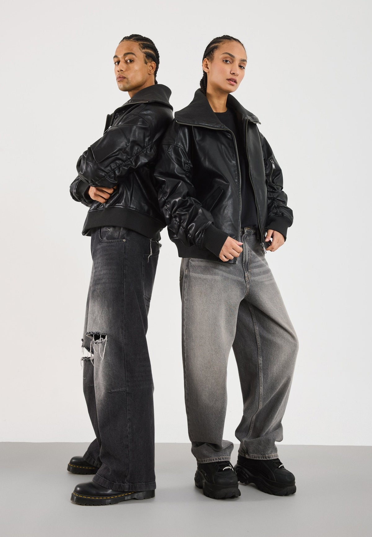 YOURTURN UNISEX - Faux Leather Jacket - Black