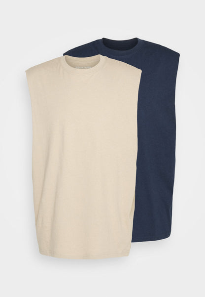 YOURTURN Unisex 2 Pack - Top - Beige/Dark Blue