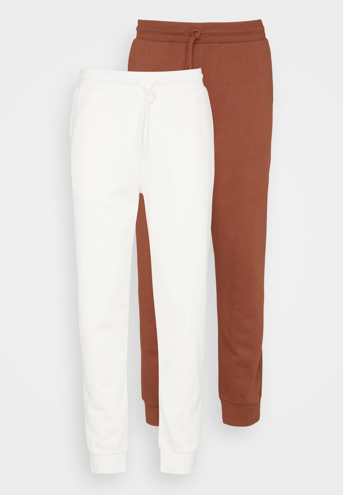 YOURTURN Unisex 2 Pack- Tracksuit Bottoms - Brown/Off-White